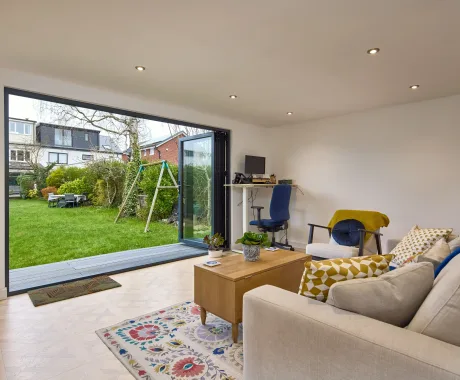 Aluminium bi folds in garden studio