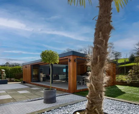 Exterior garden studio cedar cladding anthracite ancillaries