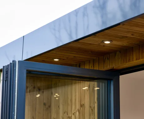 Garden studio with overhang